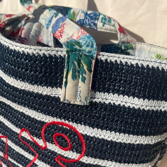 #44 VERA BRADLEY bundle Anchors Aweigh Straw Beach Tote Bag & wallet - Picture 12 of 15